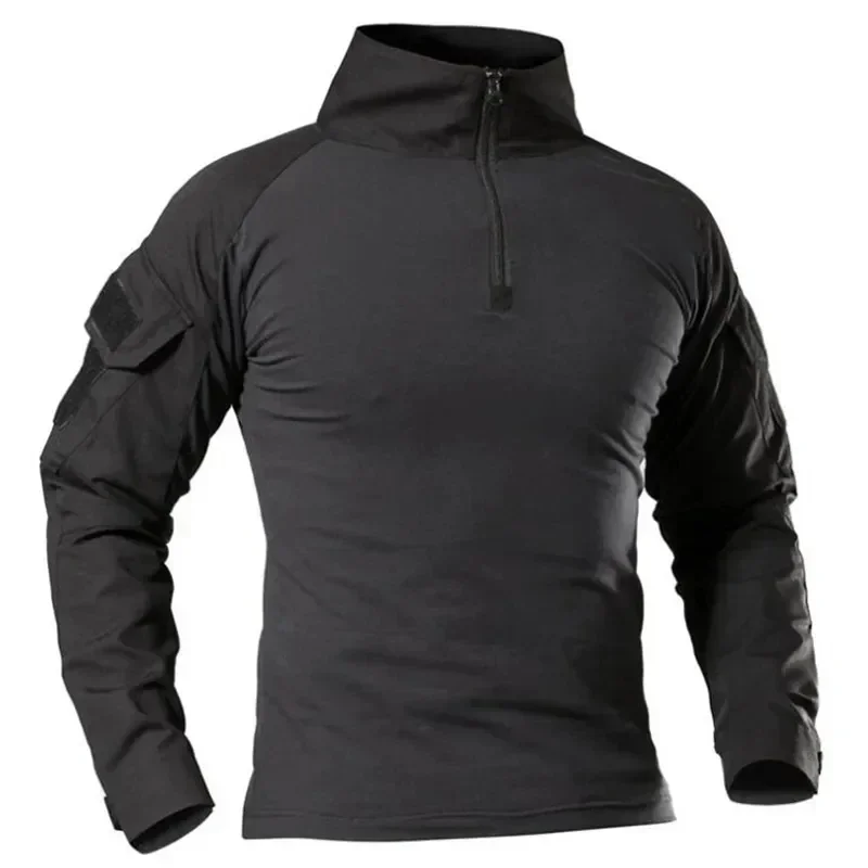 Men Tactical T Shirt Camouflage Long Sleeve Zipper Assault Frog Climbing Outdoor Shirt Hiking Uniform sport t shirt long sleeve t shirt