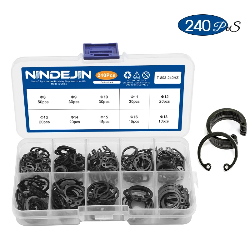 Kit 420 Anelli Elastici E-clip In Acciaio - 13 Misure Per Fissaggi Meccanici