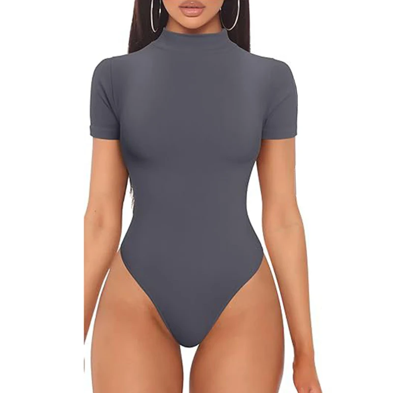 thumbnail image 1 of Body elegante de manga corta con cuello cuadrado para mujer, body ajustado liso, ropa interior básica que combina con todo, camiseta informal, Top Sexy de oficina para mujer, 1 of 5