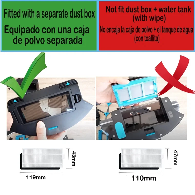 Robot Vacuum Spare Parts - Roller Brush, Side Brush, HEPA Filter, Mop Rag