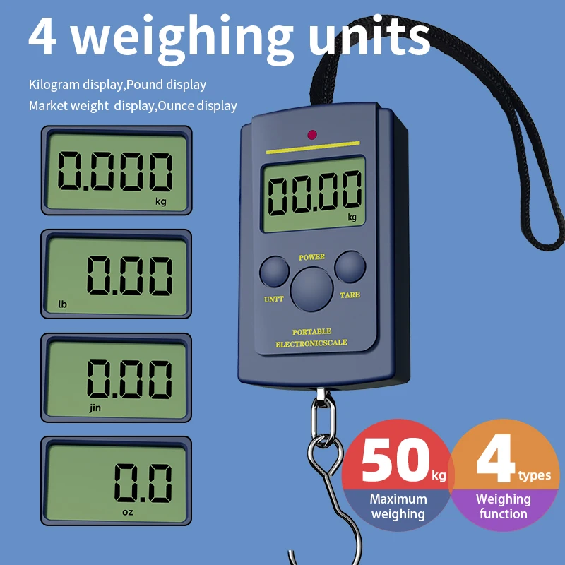 Kitchen Scales Mini Digital Scale for Fishing Luggage Travel Weight Hanging Scale Electronic Handy Pocket Weight Tool