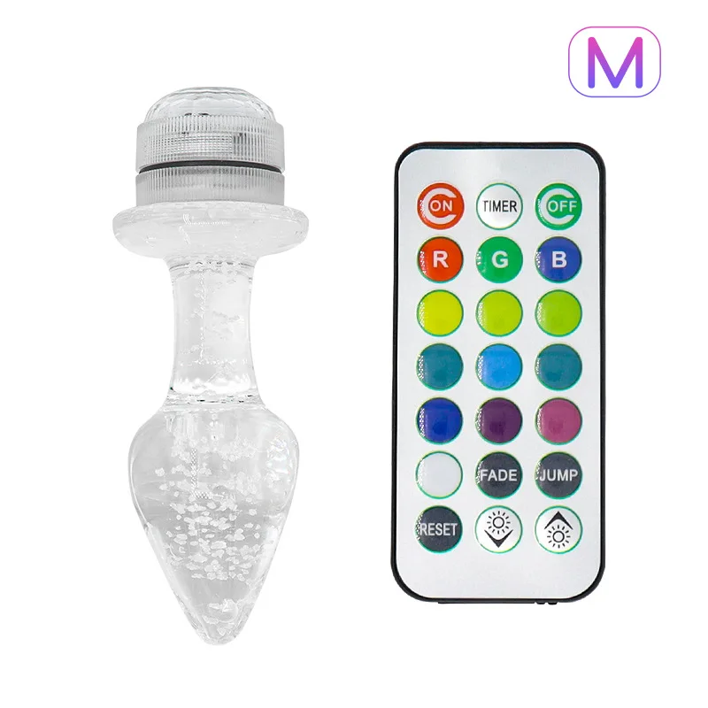 Anal Plug Vibrator Luminous Glass Anal Plug Remote Control Color Changing Male Female Dilator Adult Sex Toy LED Light