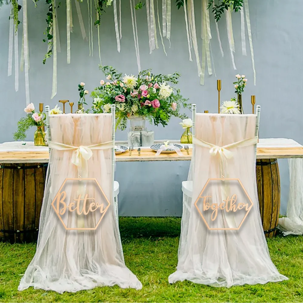 Better Together Wood Chair Sign Better Together Sign Mr and Mrs Signs Wedding Chair Signs Bride and Groom