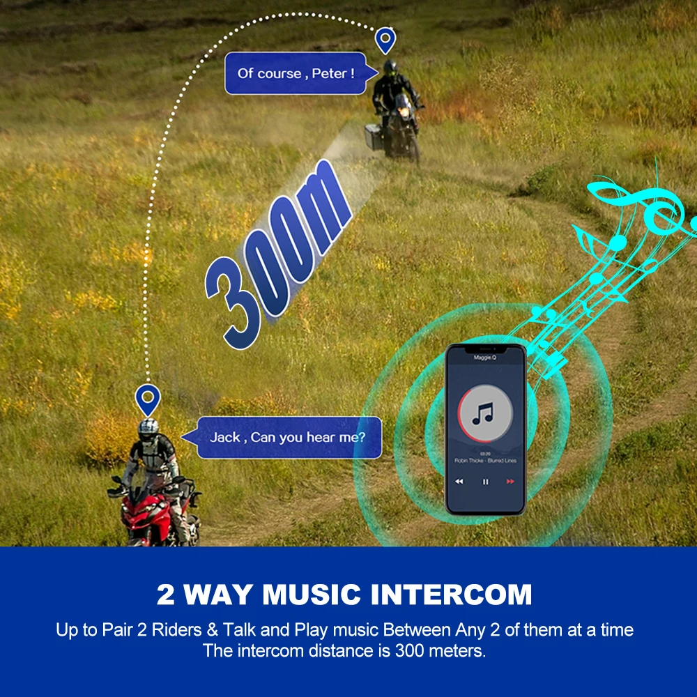 Wireless Bluetooth5.3 Motorcycle Helmet Intercom 3