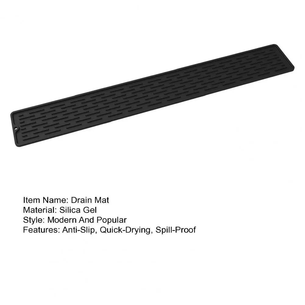 70*10cm Silicone Drain Mat Anti Slip Grooves Quick Dry Kitchen Sink Pad Safe Large Size Countertop Dish Drying Mat