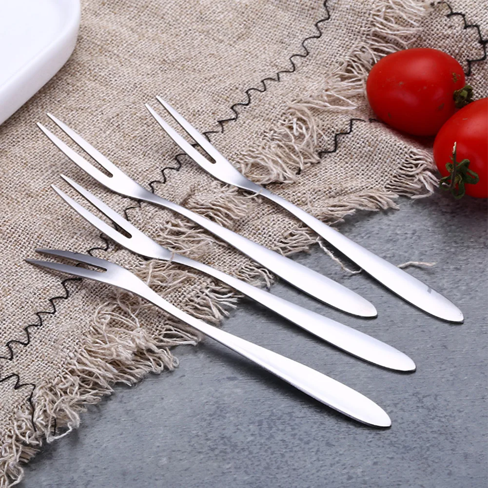 Description Picture 3 of item12Pcs Fruit Forks Stainless Steel Two-toothed Fork Cake Dessert Fork Small Fork Multifunctional Household Kitchen Flatware