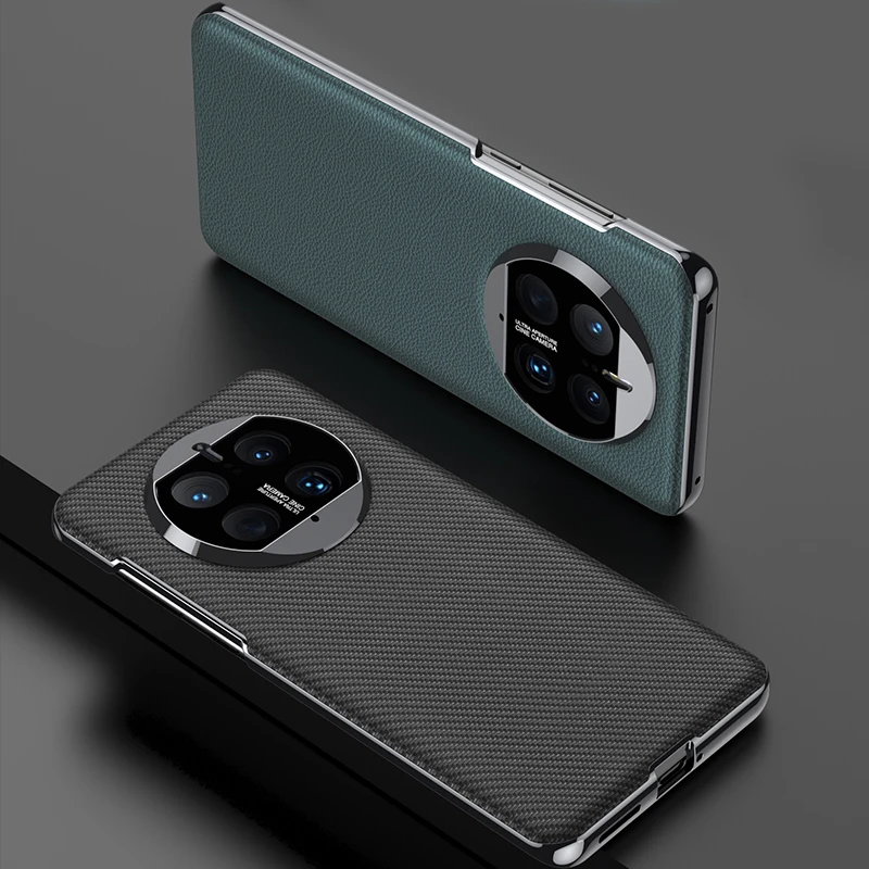 

Гладкий кожаный чехол для телефона Huawei Mate 50 Pro, металлическая защитная задняя крышка объектива камеры для Mate 40 Pro 30