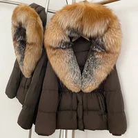 Reality Fur Jacket Real Fur Collar Duck Down Coat Female Winter Hooded Warm Fox Fur Coat Women Natural Raccoon Fur Puffer Jacket - Image 4