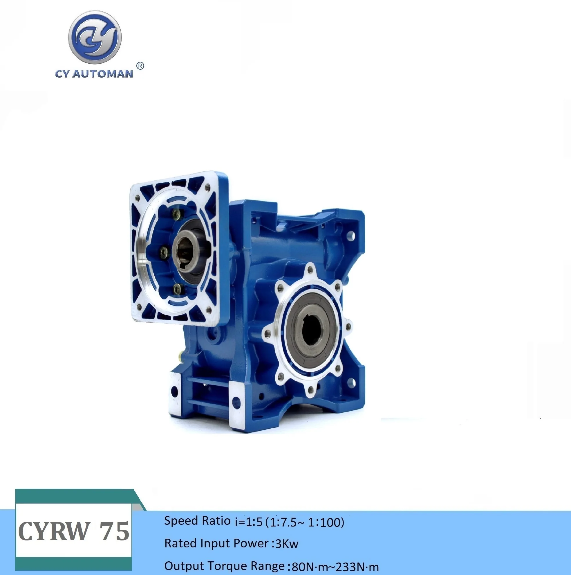 

CYAutoman High Torque Worm Gearbox Reducer NMRW075 -CY Input 19/22/14/24/28mm Ratio 5:1/100:1 Tin Bronze Reduction Manufacture