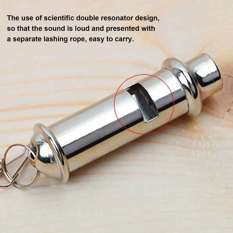Stainless Steel Whistle Security Portable Warning Metal Whistle With Lanyard Emergency