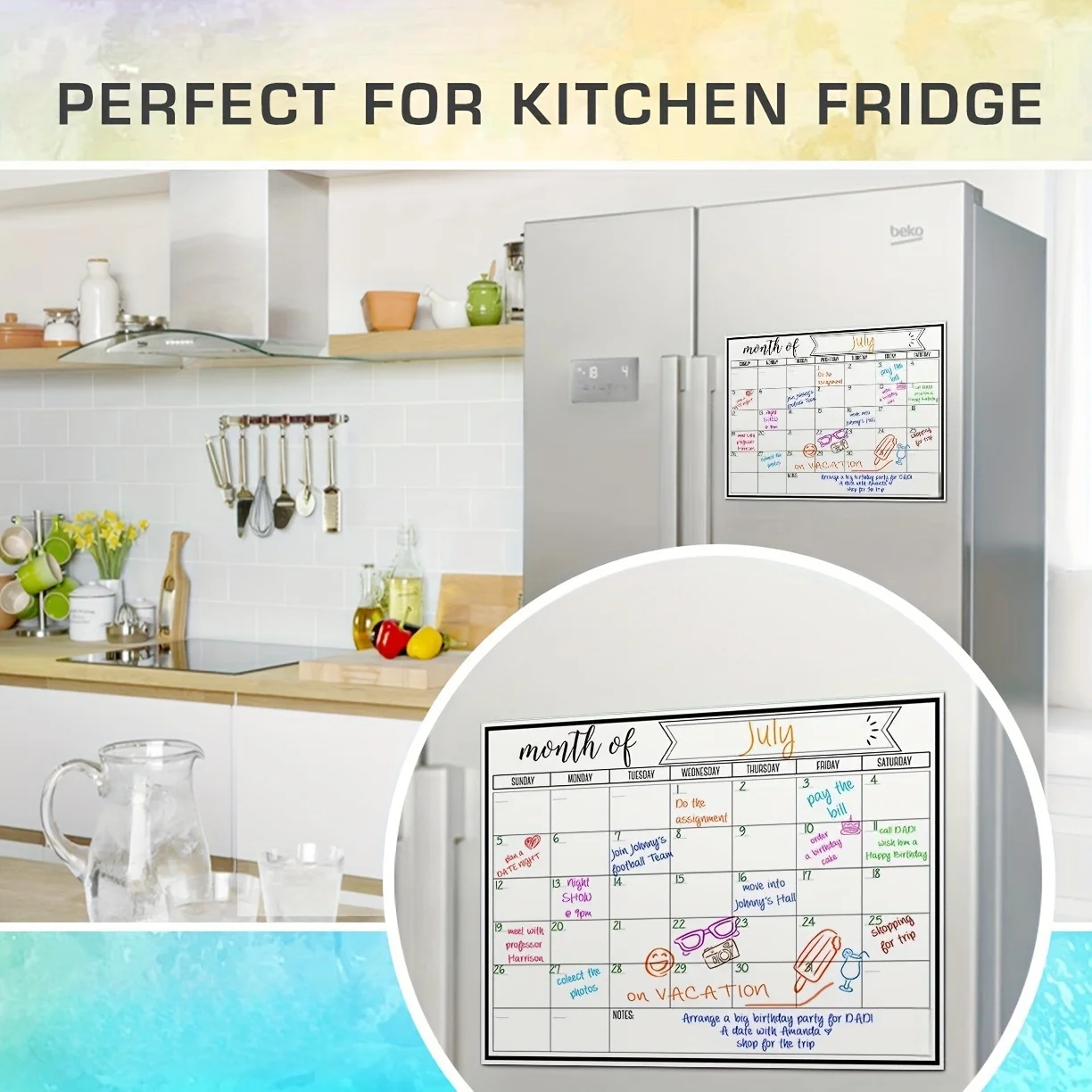 Magnetic Fridge Calendar magnetic fridge calendar Strong Magnetic Backing Smooth Dry Erase Surface Practical Durable Whiteboard