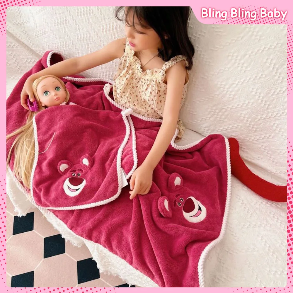 Lotso Cartoon Embroidery Bath Towel Set Small Coverlet for Children Thick Shawl Bathroom Absorb Water Large Size Beach Towels