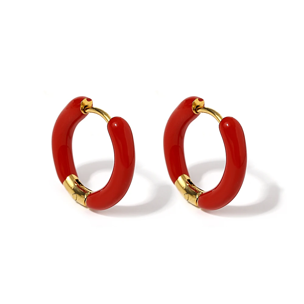 Colorful Neon Enamel Huggie Hoops for Women