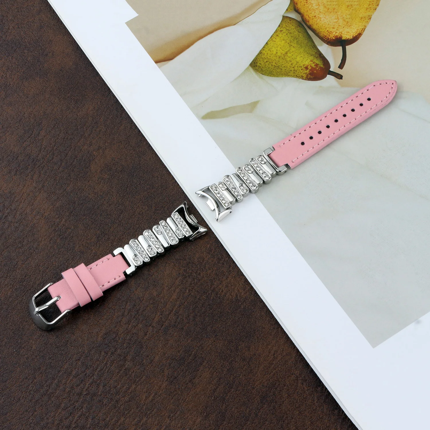 Elegant Metal & Leather Bands for Smart Watch - Bling Dressy Design for Women