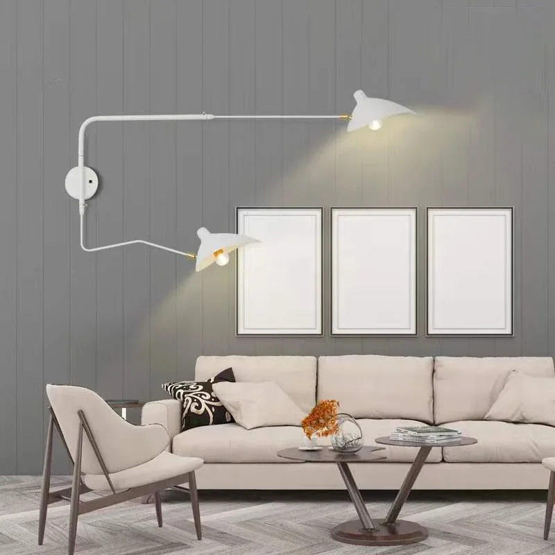 Nordic rotating long pole LED wall lamp creative lighting fixture for living room, bedroom, dual head lighting wall lamp 2