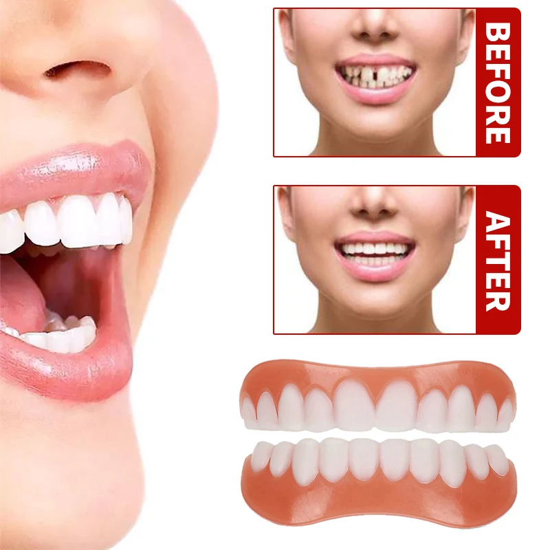 

Silicone False Teeth Upper Lower Veneers Perfect Laugh Veneers Dentures Paste Fake Teeth Braces Dental Products Oral Care