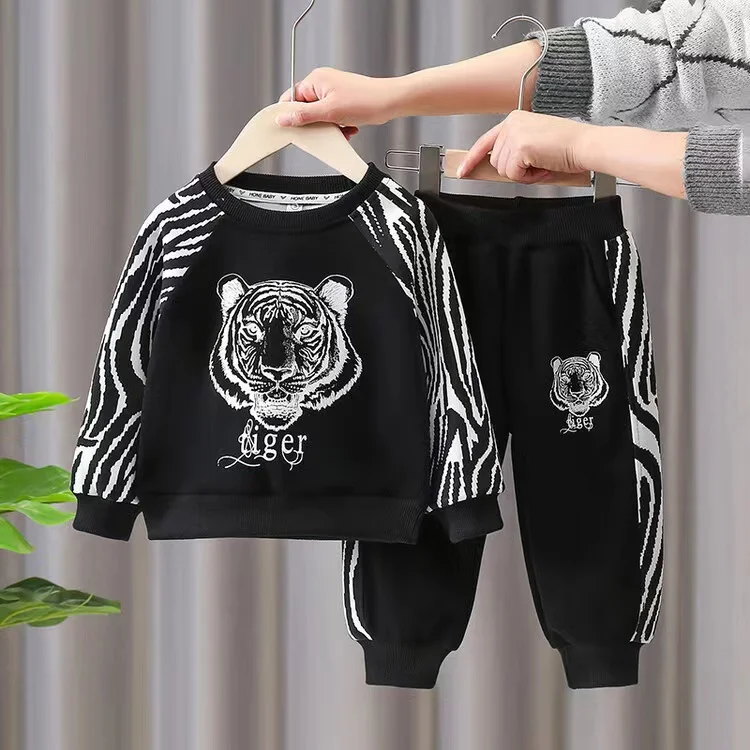 

New Autumn Spring Baby Boys Clothing Fashion Boutique Long Sleeve Cartoon Pullover Hoodie And Pants 2pcs Kids 1-8Y Sport Outfits