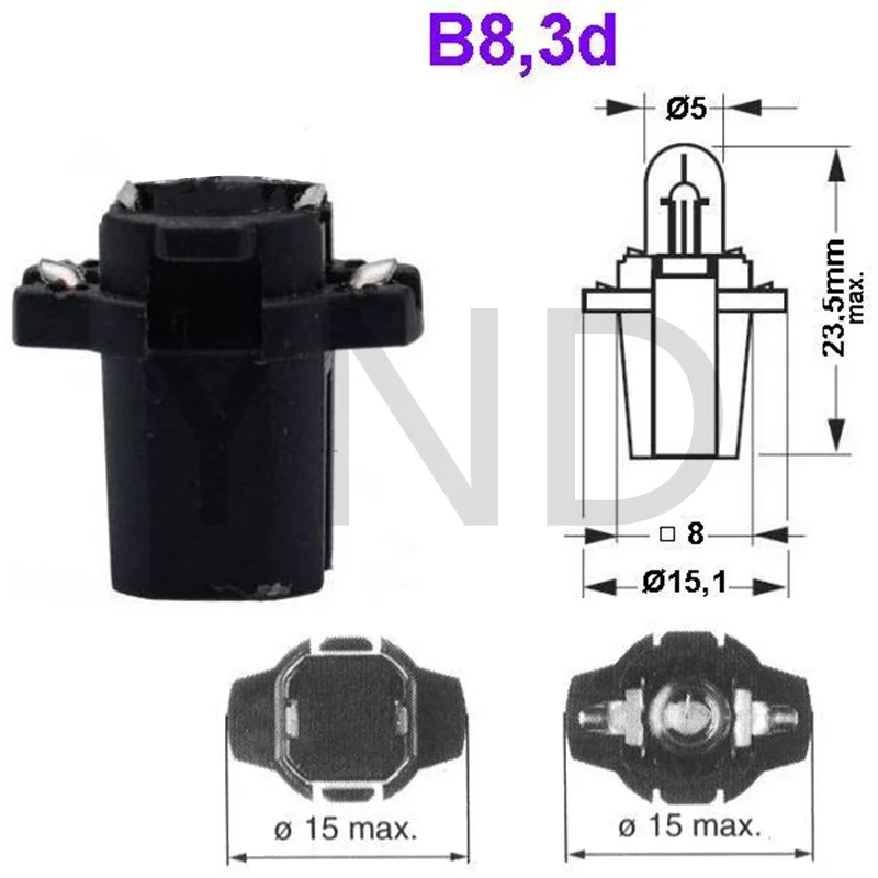 10Pcs B8.3 B8.3D Twist Lock Plug And Play Bulb Holder Sockets Auto Wedge Dashboard Indicator Instrument Light