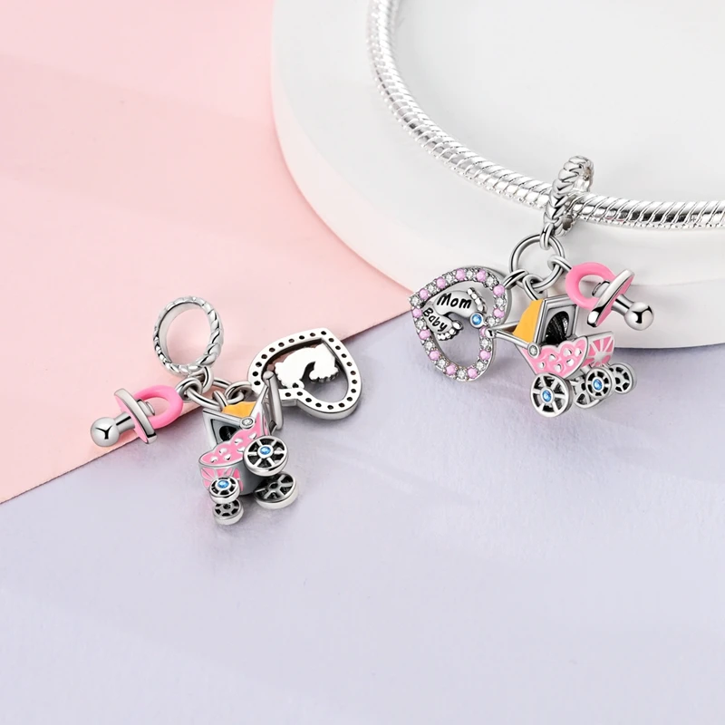 Herzförmige warme Familien-Charm-Perlen aus 100 % 925er-Sterlingsilber, passend für Qikaola Original-Armbänder, feine DIY-Schmuckgeschenke zum Muttertag – Detail 39