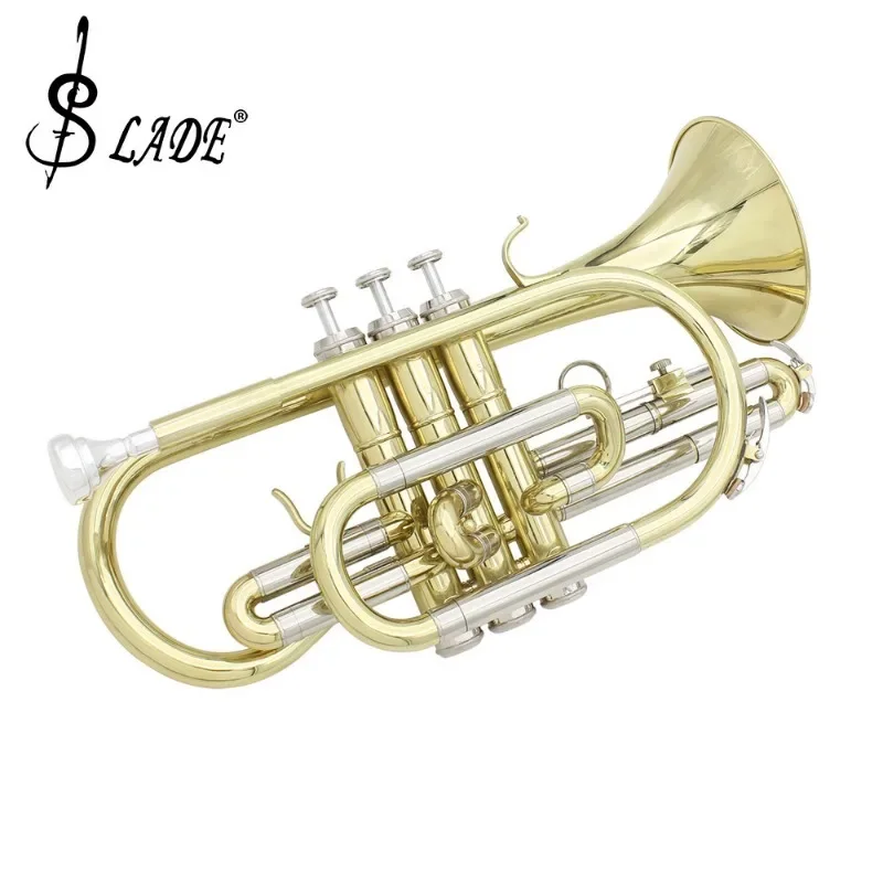 Professional Silver and Gold Plated Cornet Horn B-flat Professional Brass Instrument Trumpet with Case Musical Instruments