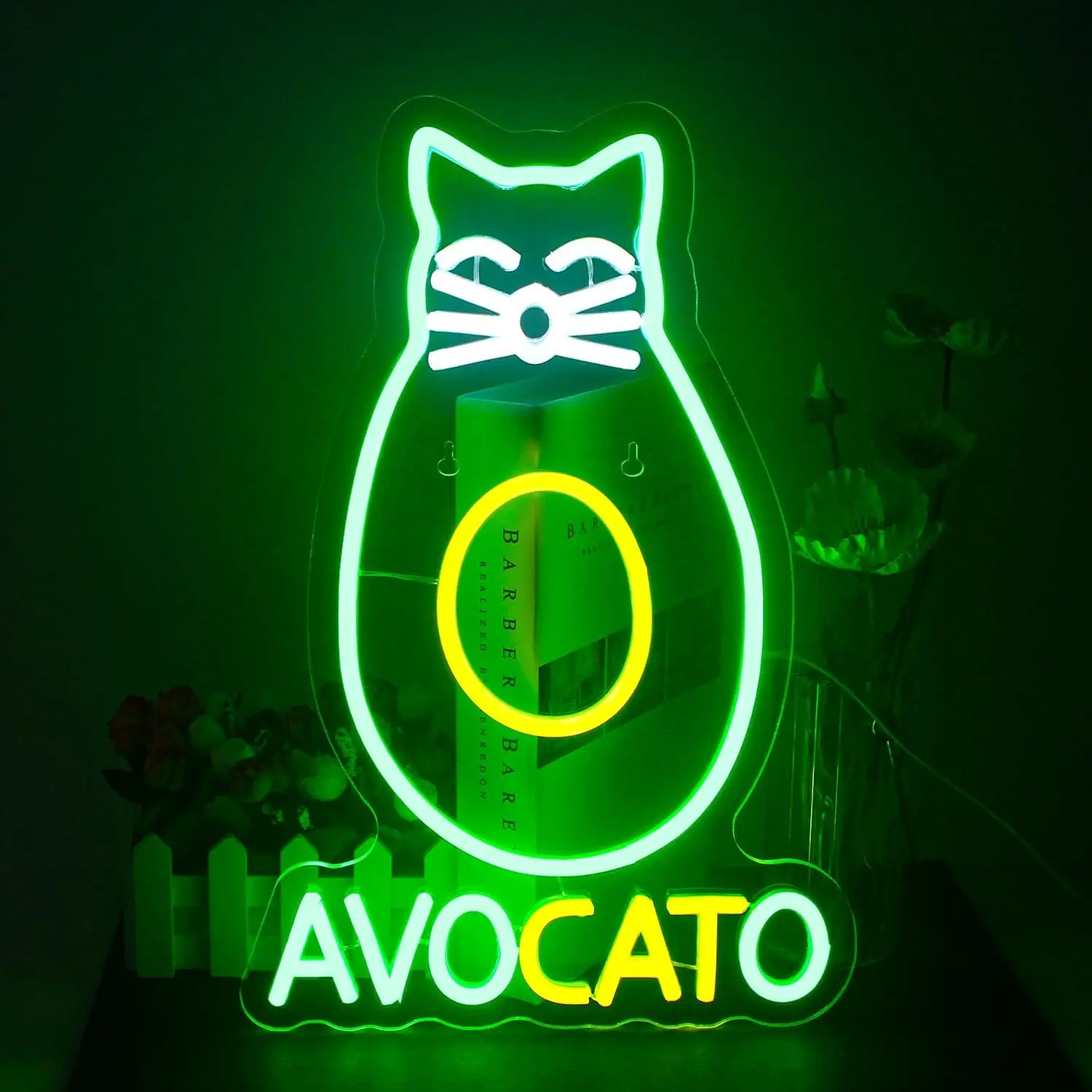 

Avocado Cat Neon Sign Cute Colorful Led Neon Lights for Wall Decor Usb Light Up Signs for Bed Room Home Kids Room Home Bar