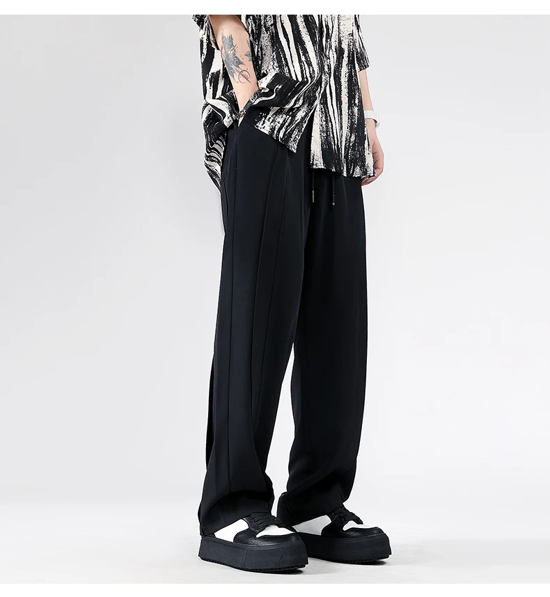 Description Picture 5 of item2024 Summer New Men's Pants Fashion Casual Pants Neutral Trendy Solid Color Wide Leg Pants