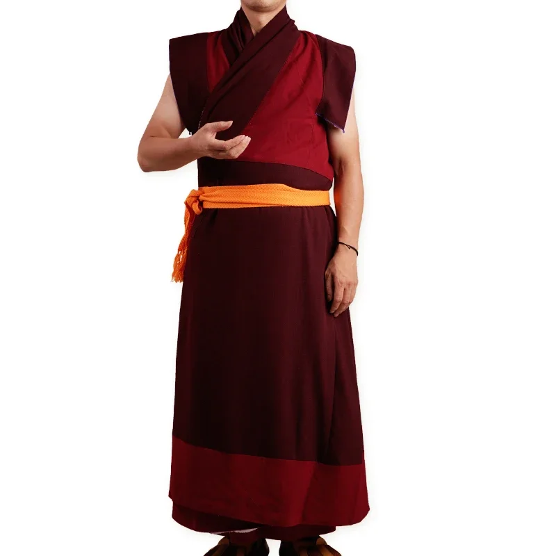 Tibetan Lama Monks Robe Bla-ma Long Thick Donggar Waistcoat Winter Warm Gown Layman Meditation Clothes Tibet Monk Costume