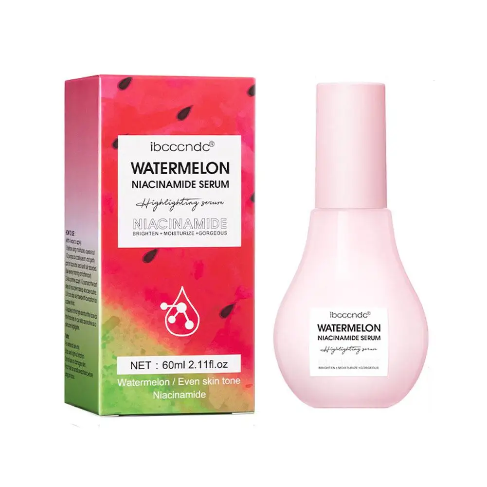 

60ml Watermelon Niacinamide Essence Moisturizing Hydrating Facial Serum Priming Liquid Brighten Skin Glow Women Face Care