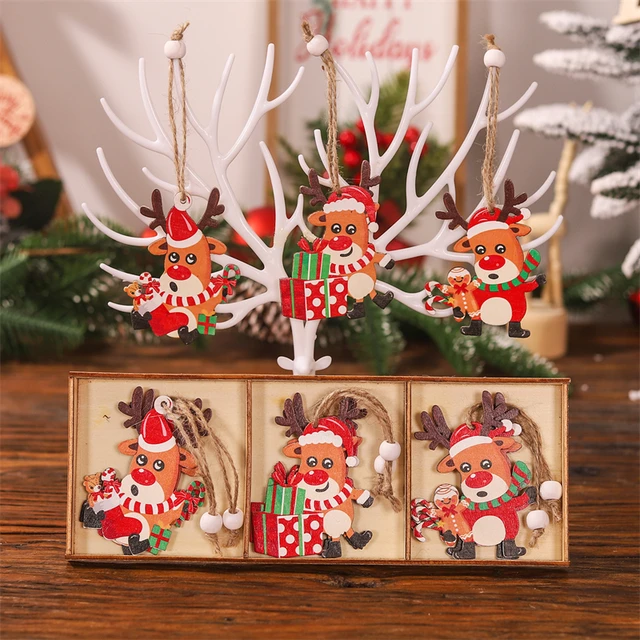 9Pcs Chrsitmas Gnomes Wooden Pendants Christmas Decorations Home