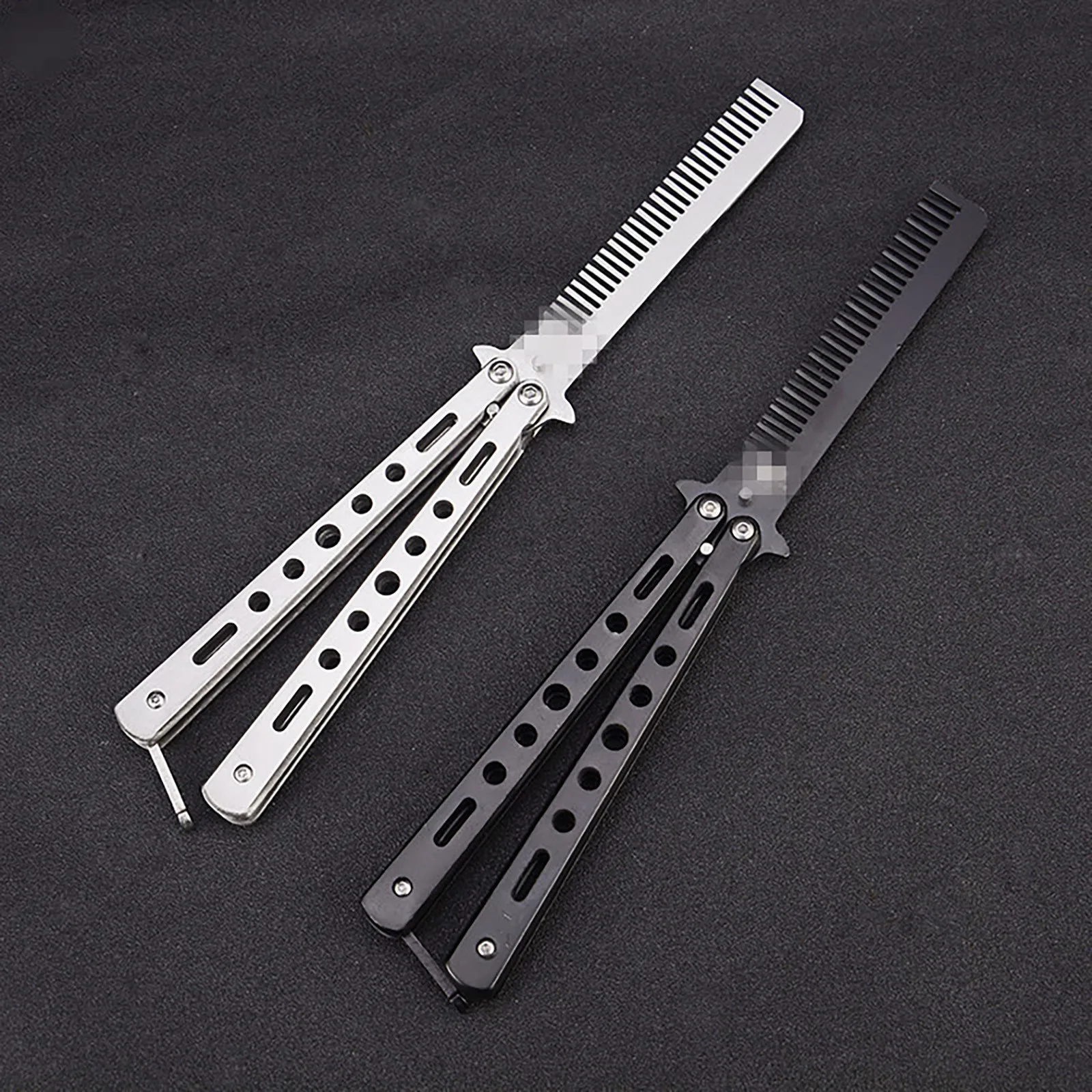 Foldable Comb Stainless Steel Practice Training Butterfly Knife Comb
