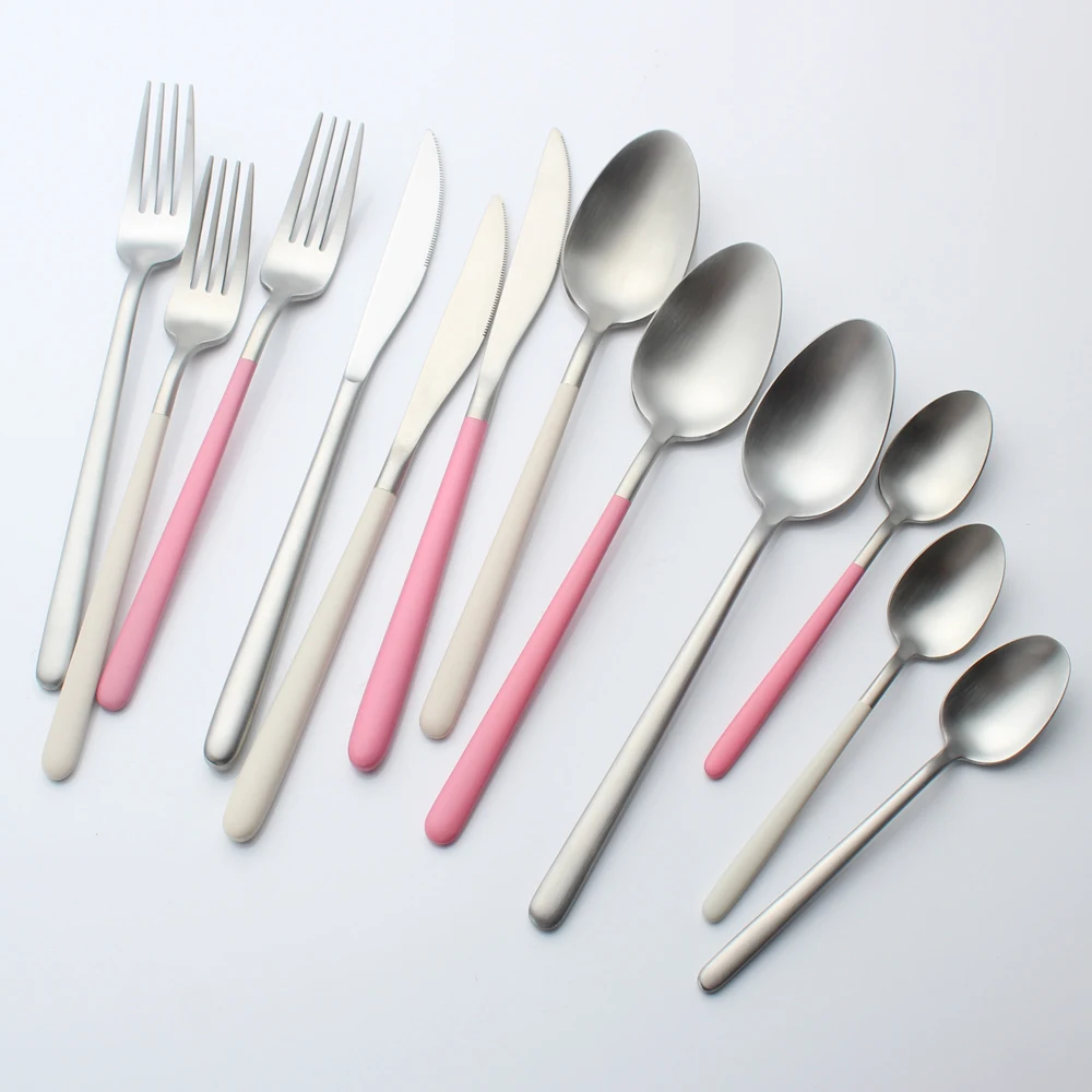 2024 물방울 은식기 세트, 스테인리스 스틸 18/8 탑 미러, 매트 광택제 페인팅 핸들, 주방용 커트레이 용품, 4 in 1