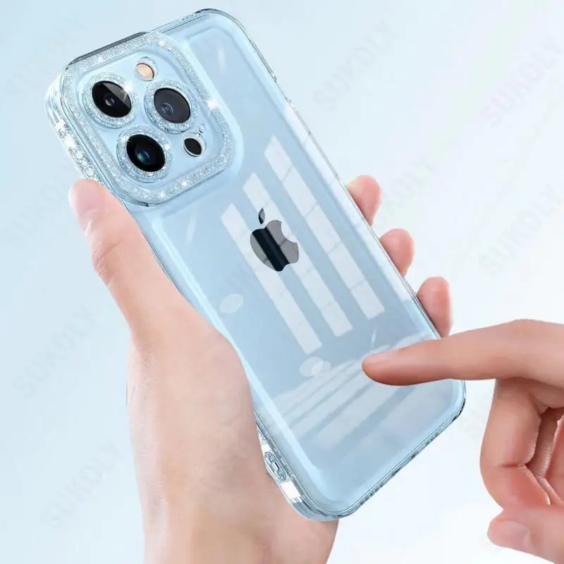 Diamond Clear Soft Silicone Case For iPhone 13 11 12 Pro Max XR XS X Camera Lens Protection Phone Cover For iPhone 11 12 13 Pro iphone 13 mini case clear