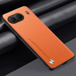 Carbon Fiber PU Leather Matte Shockproof Soft Frame Case Shell for Oneplus Nord 4 5G (Orange)