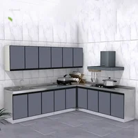 Stainless Steel Waterproof Kitchen Cabinets Household Furniture Rental House Kitchen Cabinet Kitchen Storage Sink Stove Cabinet 1