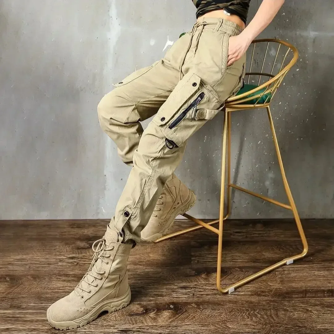 Pantalones ajustados multibolsillos de moda para hombre, pantalones cargo multibolsillos de diseñador emo de alta calidad para hombre, estilo Harajuku, corte regular