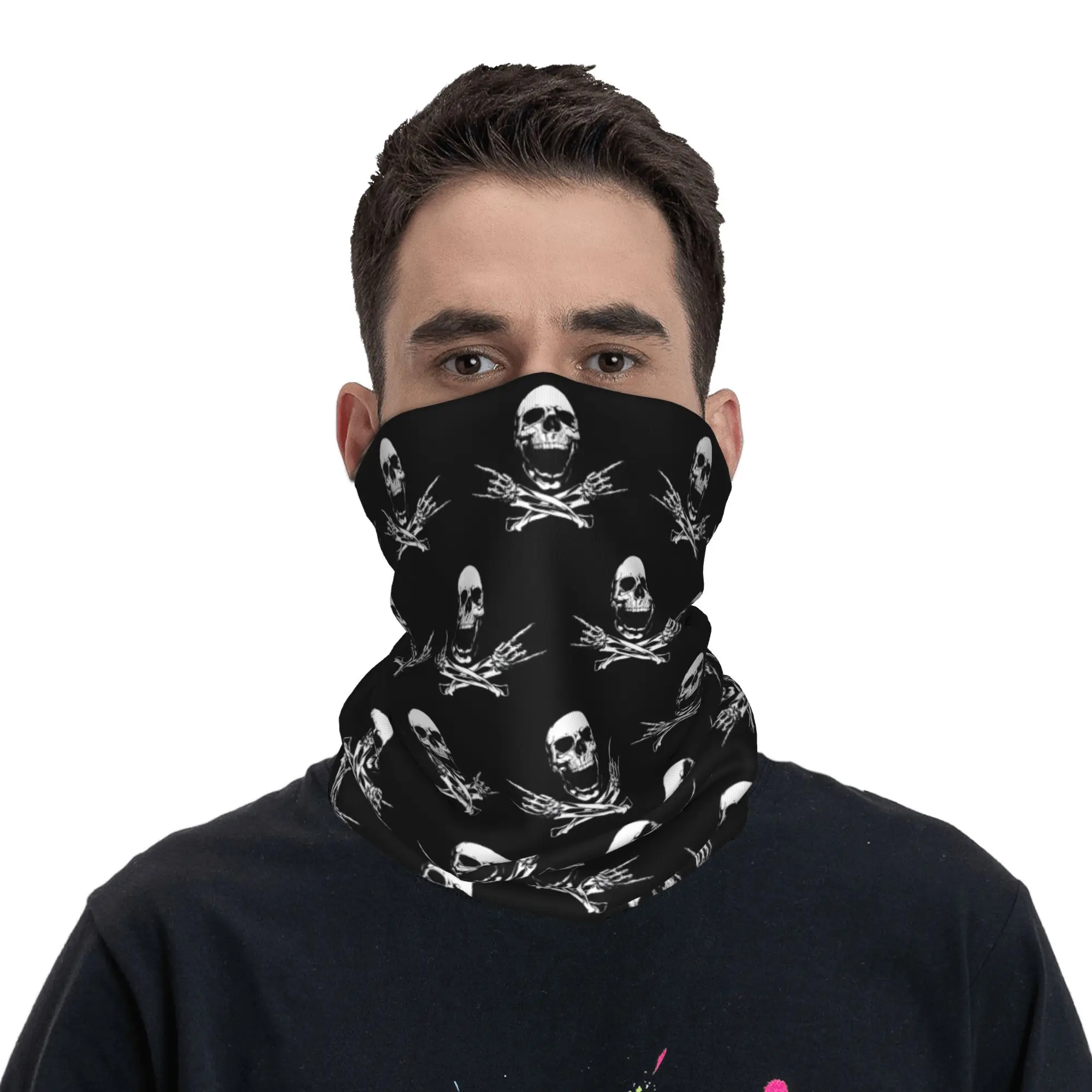 Polyester knit skull bandana lightweight breathable