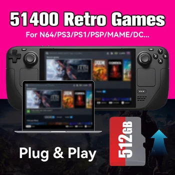 Batocera 39 Game Card For SteamDeck/Win Handheld Console 512G TF Card With 51400 Retro Games For PSP/N64/PS3/PS2/PS1/MAME/Neogeo 1