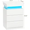 Nightstand with Charging Station and LED Lights,Night Stand with Sliding Top for Bedroom,Bedside Table with Drawers 2
