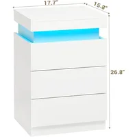 Nightstand with Charging Station and LED Lights,Night Stand with Sliding Top for Bedroom,Bedside Table with Drawers 2