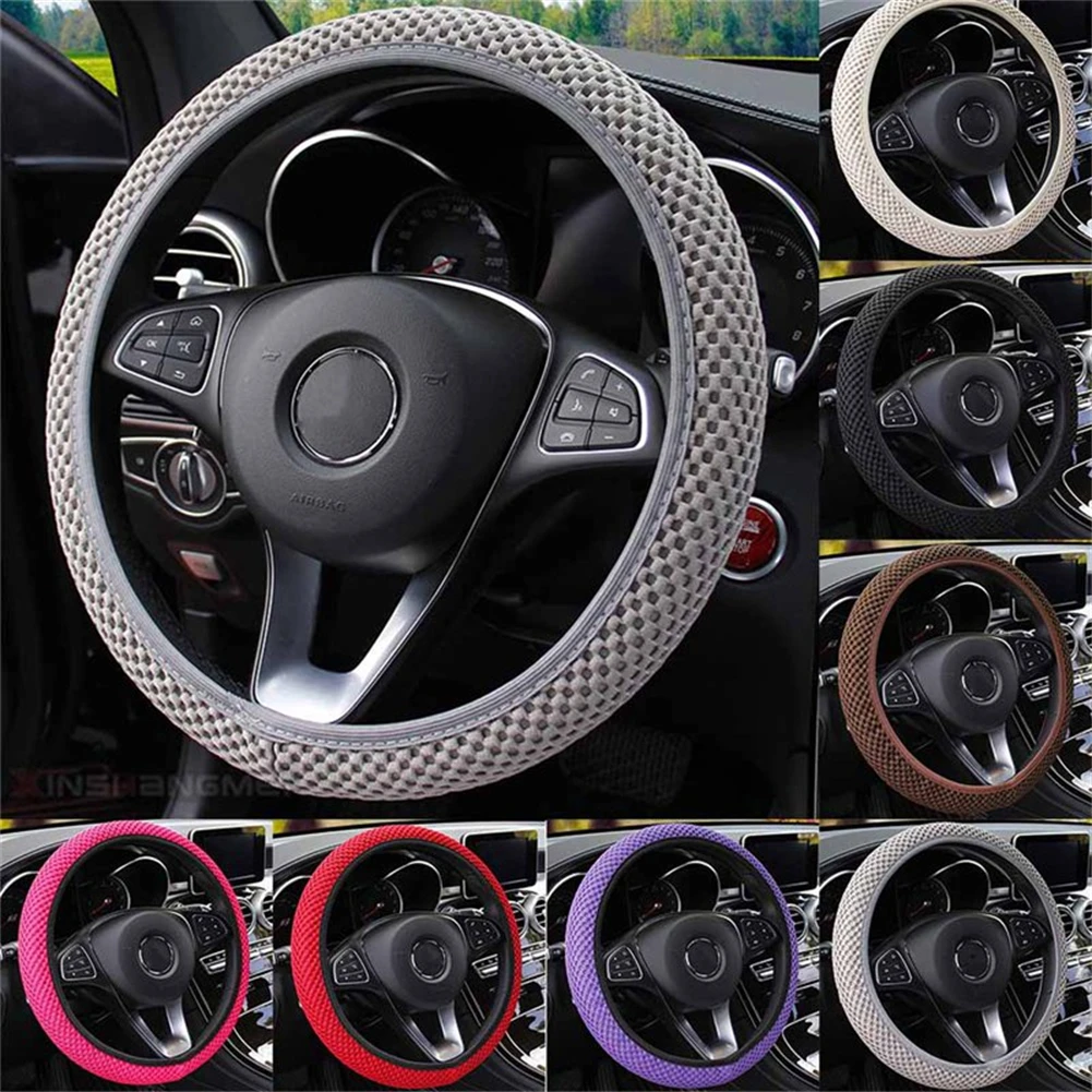 PU Leather Steering Wheel Cover 38cm – Universal Non-Slip O/D