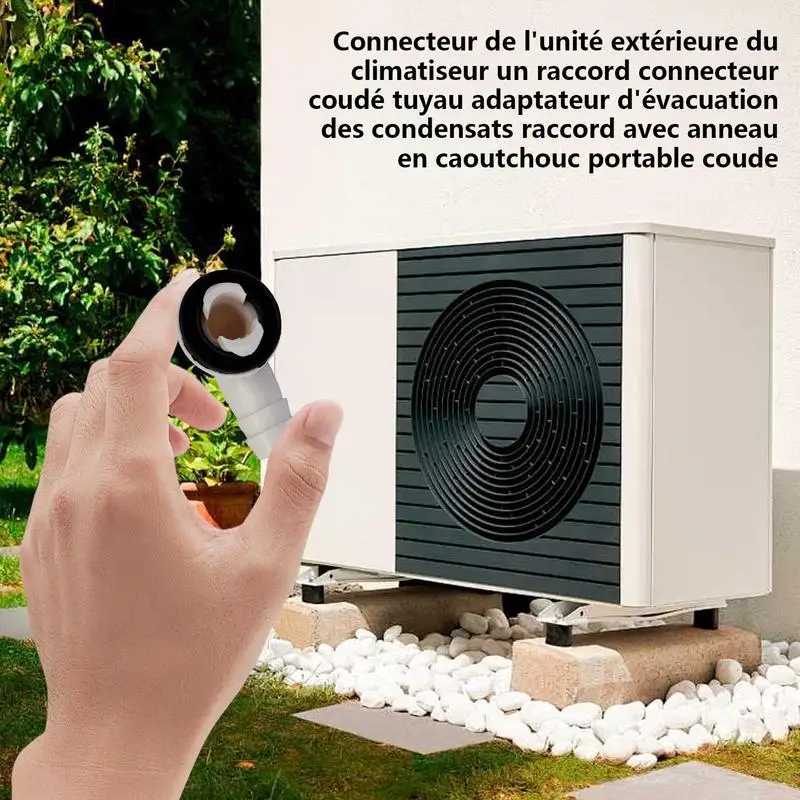 15mm Air Conditioner External Unit Drain Hose Connector Elbow with Rubber Ring for LG/Media/Haier/Kelon/Gree AC Units