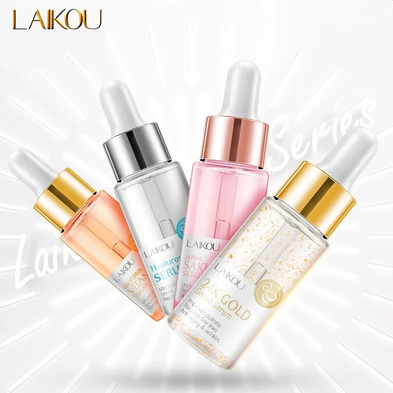 

LAIKOU Hyaluronic Acid Essence Facial Serum Anti Wrinkle Whitening Face Care Anti-Aging Dry Skin Vitamin C Rose Essence 17ml