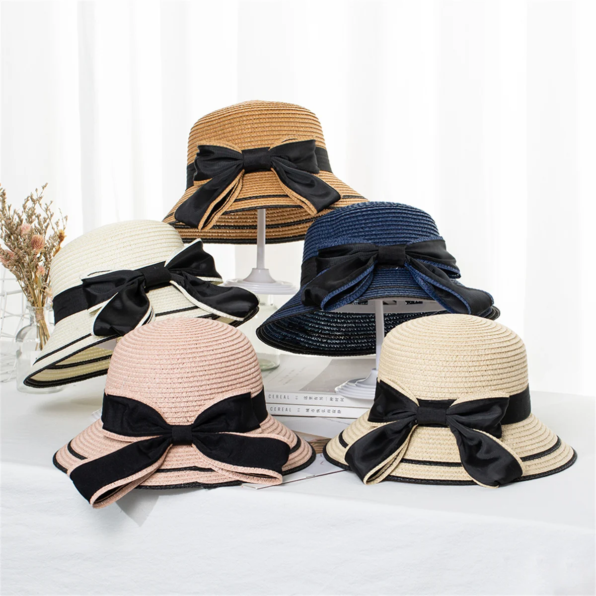 Summer Hats For Kids Sun Hat Beach Ladies Fashion Flat Bowknot Panama Lady Casual Sun Hats For Kids Straw Hat Outdoor Travel