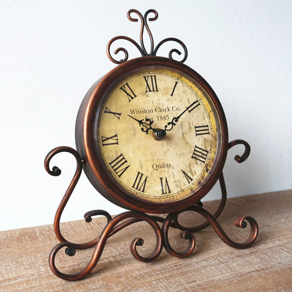 

Desktop Decoration Room Clock Non-ticking Table Clocks for Living Mantelpiece Bedside European Style Vintage