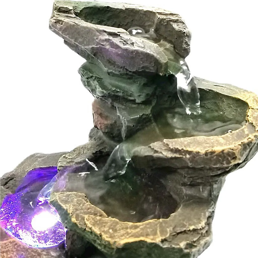 3-Tier Desktop Water Fountain Decor W/LED Plug Type US Decorative Accent Soothing Relaxation Indoor Outdoor for Home Office water fountain