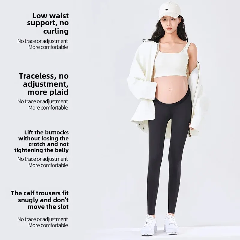 Maternity Pants Low Waist High Elastic Thin Barbie Pants Outdoor Wear Pregnancy Base Abdomen Support Spring Summer New Sty