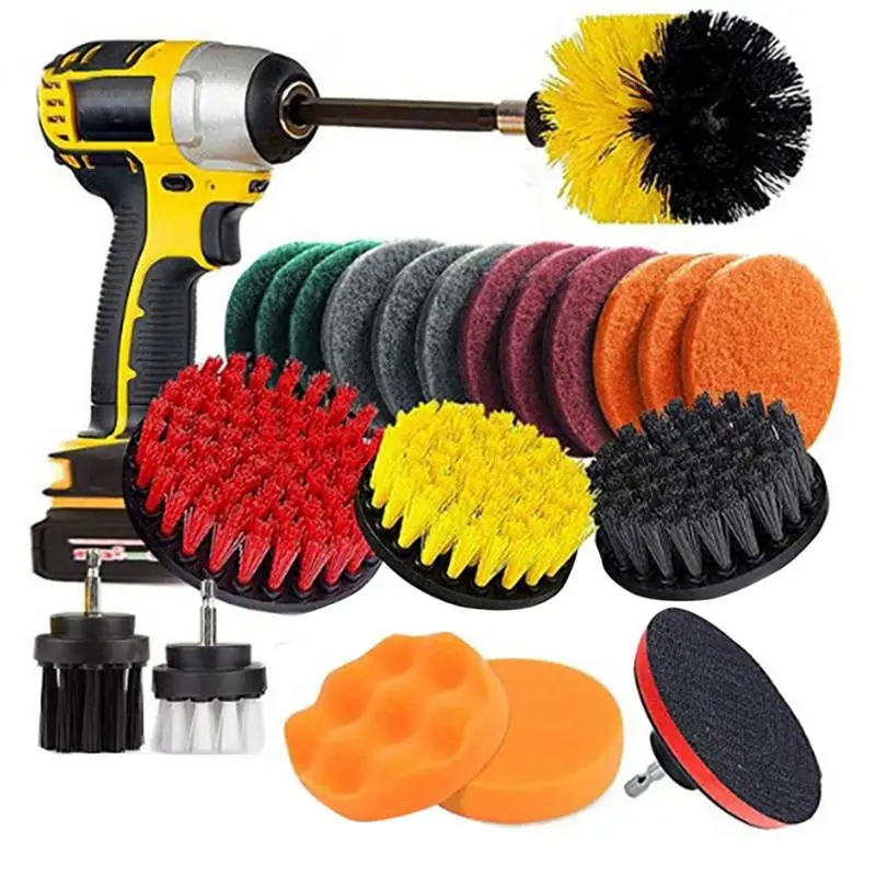 

22pcs Drill Brush Attachments Set Cleaning Brush For Drill Shower Tile And Grout All Purpose Power Scrubber Cleaning Kit