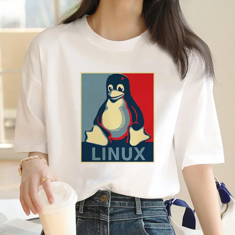 

Футболка Linux Penguin мужская с принтом пингвина, Белый Топ, кавайная графическая футболка в стиле Харадзюку, для пар, винтажная