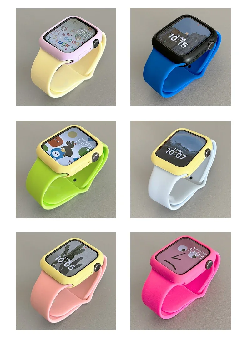 케이스 + 스포츠 스트랩 Apple Watch 밴드 45mm 울트라 2 49mm 40 44 41 42mm 실리콘 새겨진 팔찌 iwatch 시리즈 10 9 8 7 se 4 5 6