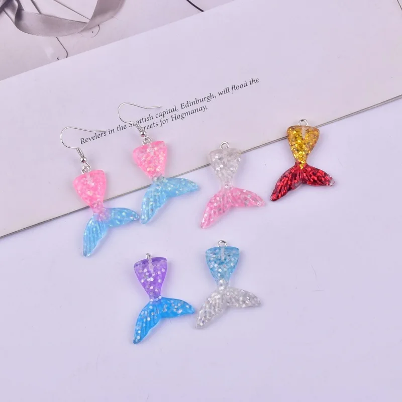 

10pcs Kawaii Mermaid Pendant Fish Tail Resin Charms for Cute Earring Necklace Keychain Jewelry Accessories Findings DIY Making